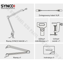 Synco MA38 ramię mikrofonowe - zintegrowany kabel XLR