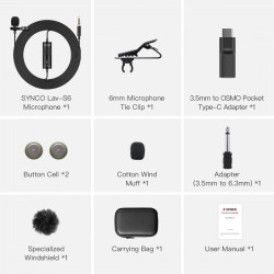 Synco S6P mikrofon krawatowy - DJI, USB-C, mini-jack 3,5 mm