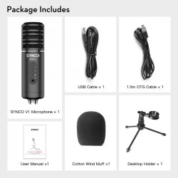 Synco V1 mikrofon USB z odsłuchem - pojemnościowy