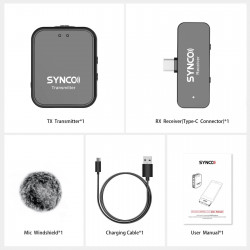Synco G1T bezprzewodowy system mikrofonowy USB-C, 1 nadajnik, 1 odbiornik, 1 konektor