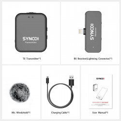 Synco G1L bezprzewodowy system mikrofonowy Apple Lighting with MFI, 1 nadajnik, 1 odbiornik, 1 konektor
