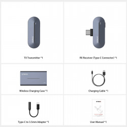 Synco P1T bezprzewodowy system mikrofonowy USB-C, 1 nadajnik, 1 odbiornik, grey-blue