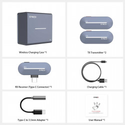 Synco P2T bezprzewodowy system mikrofonowy USB-C, 2 nadajniki, 1 odbiornik, grey-blue