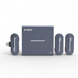 Synco P2T bezprzewodowy system mikrofonowy USB-C, 2 nadajniki, 1 odbiornik, grey-blue